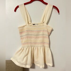 Madewell Texture & Thread Rainbow Smocked Peplum Tank Top Size Medium